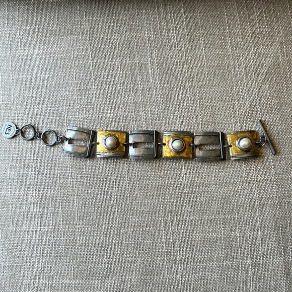NES gold silver pearl bracelet links - Picture 2 of 7